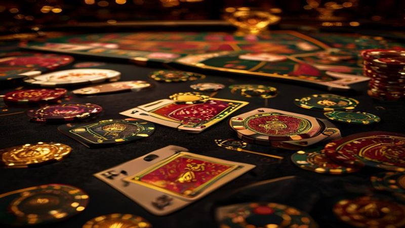 Bàn baccarat với ba cửa cược Con, Cái và Hòa
